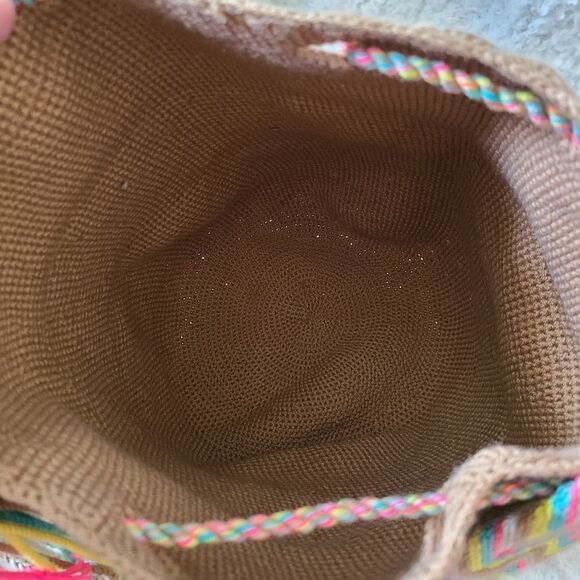 Artisan Made Boho Crocheted Drawstring Bucket Purse - Picture 6 of 6